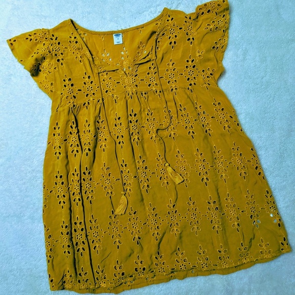 Women's mustard yellow cap sleeve top - Picture 4 of 5